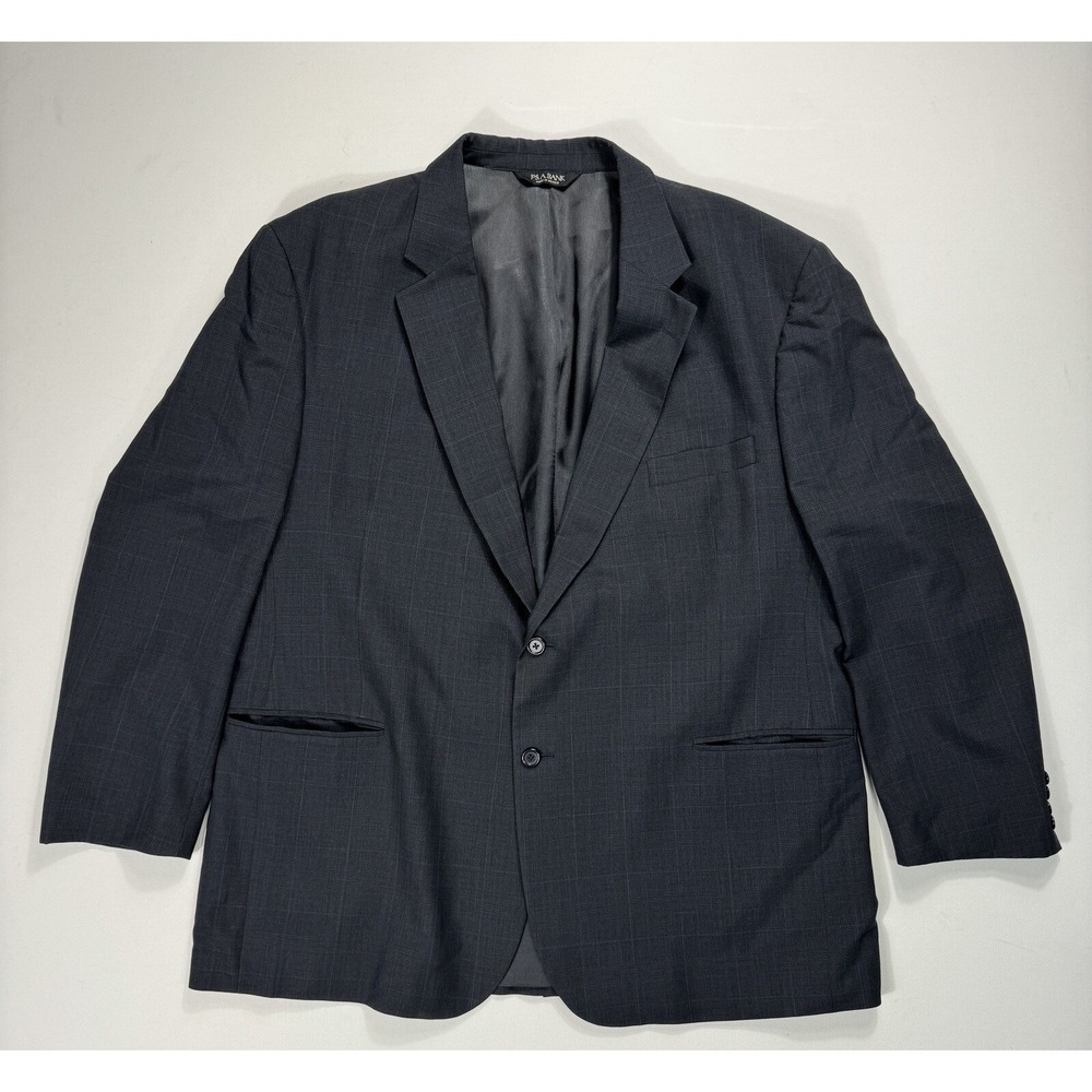 Jos A Bank 50R Blazer Grey Navy Plaid Wool Suit Jacket Sport Coat Business 4863N